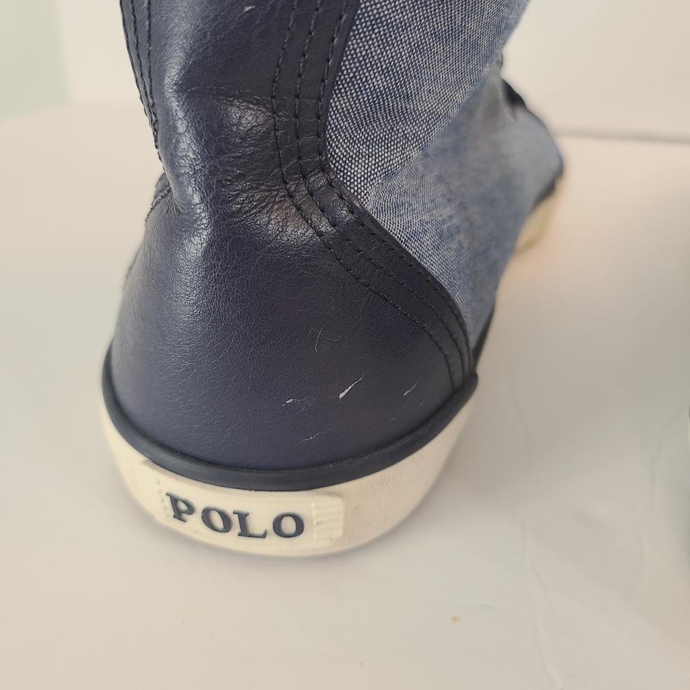 Polo Ralph Lauren Chambray High-Top Sneakers Men's Size 8 - Picture 9 of 13